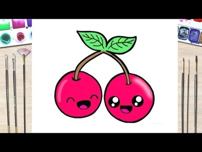HOW TO DRAW A CHERRY, DRAWING CHERRY, How To Draw Funny Cherries,