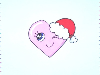 Jak rysować słodkie serduszko kartka  Boże Narodzenie kolorowanka dla dzieci