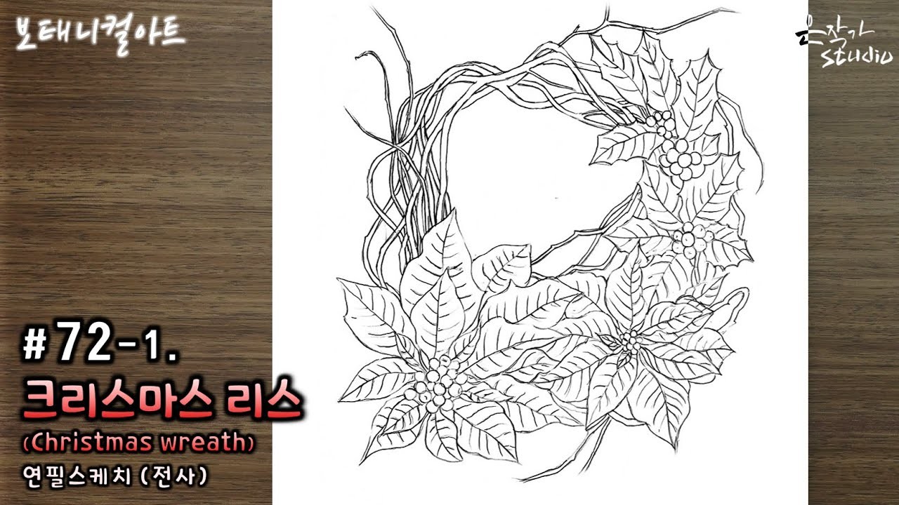 Christmas wreath drawing | 크리스마스 리스 그리기 | Botanical Art